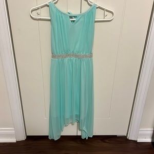 Mint colored dress with jewels at waist